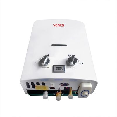 เครื่องทำน้ำอุ่นแก๊สธรรมชาติแบบพกพา 6 ลิตร สำหรับใช้ภายนอกอาคาร แบบระบายอากาศตรงพร้อมปุ่มปรับสองปุ่ม